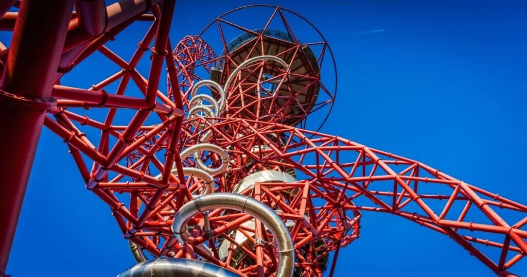 Thrilling zip line ride at Zip World London in Queen Elizabeth Olympic Park with stunning views of London skyline