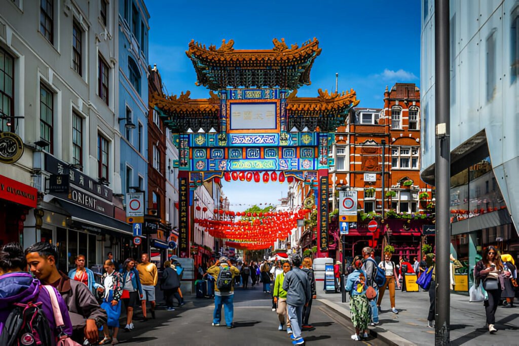 Enjoy a non-traditional Christmas meal in London's vibrant Chinatown Festive scene in Chinatown, London, perfect for a unique Christmas meal