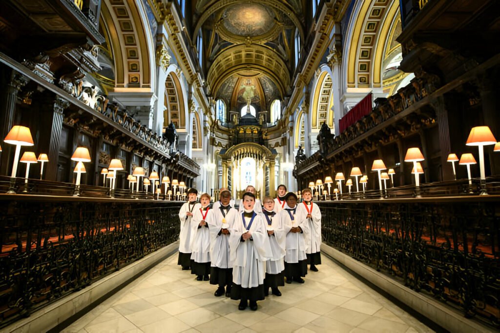 Experience a Christmas service at St. Paul’s Cathedral in London St. Paul’s Cathedral interior during a Christmas service in London
