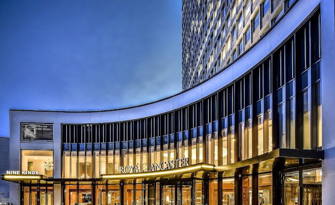 Celebrate Christmas with a luxurious brunch at The Royal Lancaster Hotel in London. Outside view of The Royal Lancaster Hotel in London, perfect for a festive Christmas brunch on Christmas day