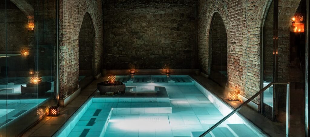 AIRE Ancient Baths London – Underground Spa Candle-lit underground thermal pools at AIRE Ancient Baths London
