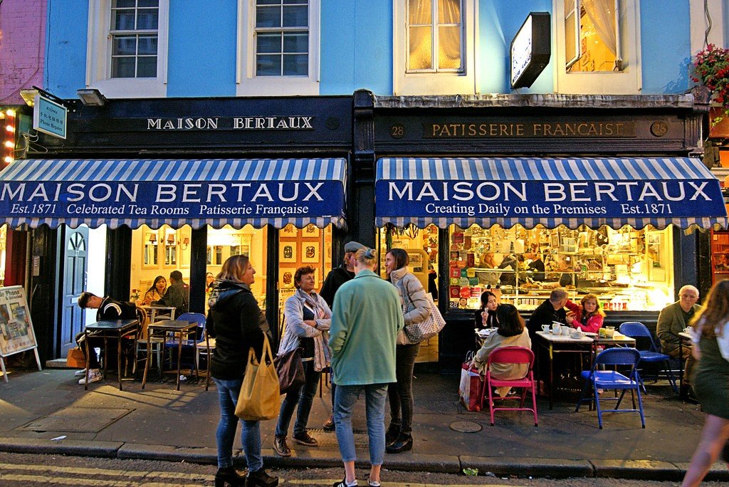Maison Bertaux – The Oldest Patisserie in London. A traditional French patisserie with fresh pastries displayed in Soho, London