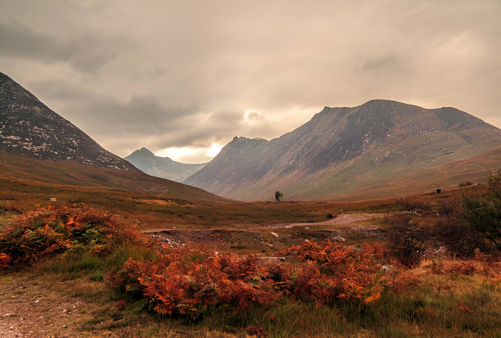Northumberland’s diverse landscapes with northern mountains and rolling fields in the south, UK. Stunning landscapes of Northumberland, UK, featuring northern mountains and rolling fields in the south